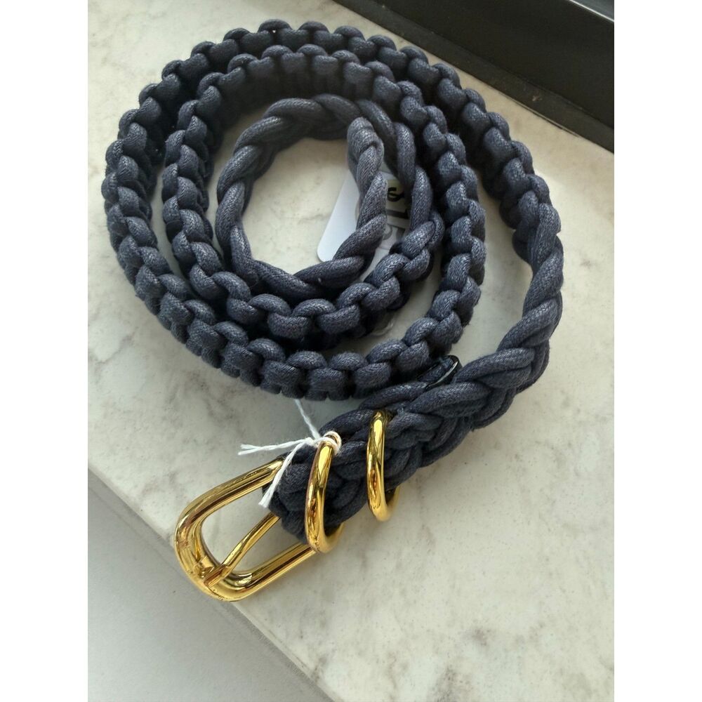 JCREW - Vintage Navy Rope Belt w Gold Hardware